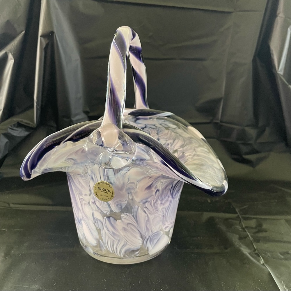 Elegant Purple Glass Basket by Block Crystal